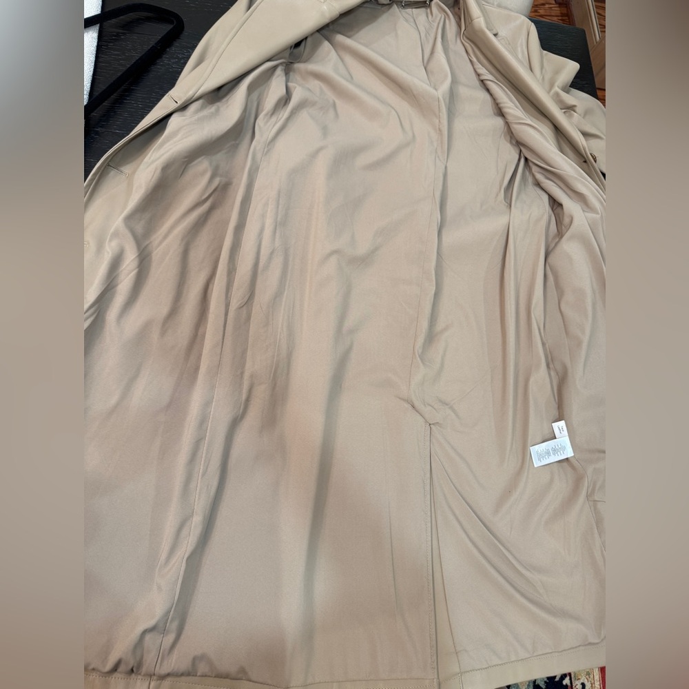 T Tahari Faux Leather Classic Tan Beige Trench Coat Women’s Size XS - Picture 6 of 11